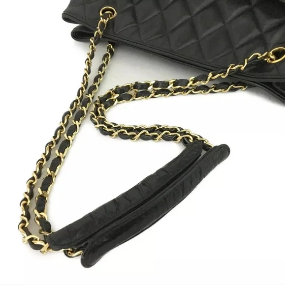 CHANEL CC Logo Lambskin Chain Large Shoulder Tote Bag - Picture 6 of 12